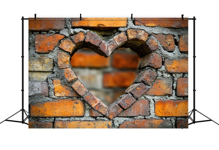 Brick Backdrop Cloth Distressed Heart Shaped Brick Backdrop UK CJJ3-45