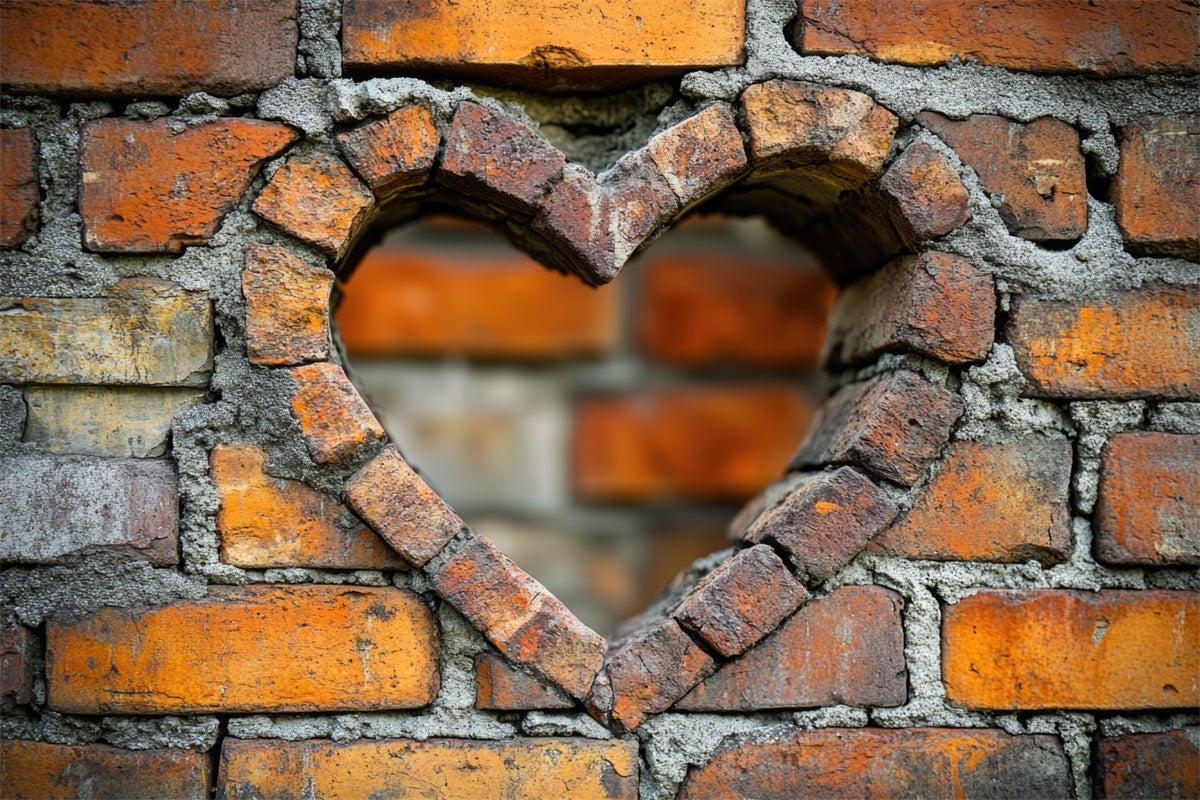 Brick Backdrop Cloth Distressed Heart Shaped Brick Backdrop UK CJJ3-45