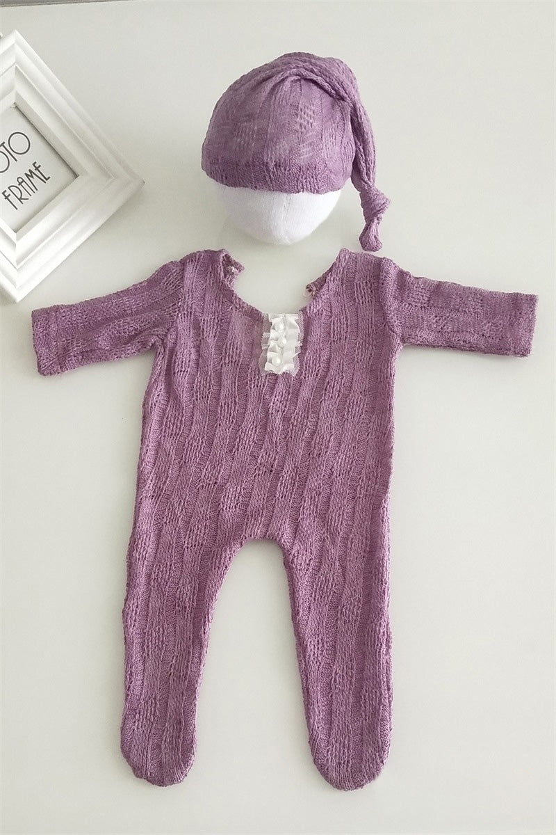 Newborn baby cotton thread woven one-piece suits (with matching headdresses) CL6