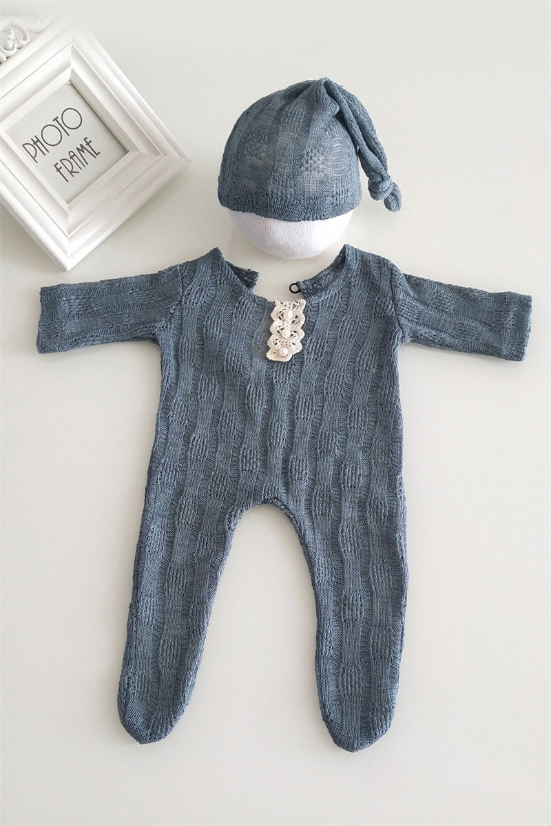 Newborn baby cotton thread woven one-piece suits (with matching headdresses) CL6