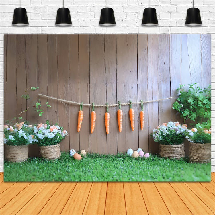 Easter Picture Backdrops Vintage Wooden Carrot Wall Backdrop UK CSH2-105