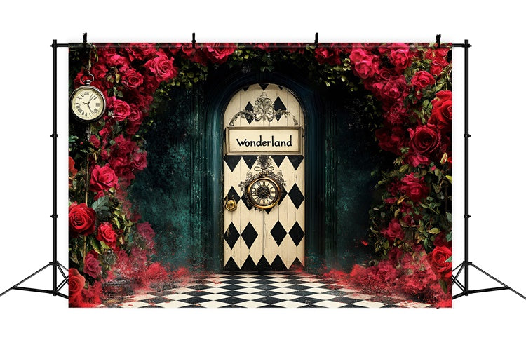 Easter Photography Backdrops Dark Wonderland Rose Door Backdrop UK CSH2-110