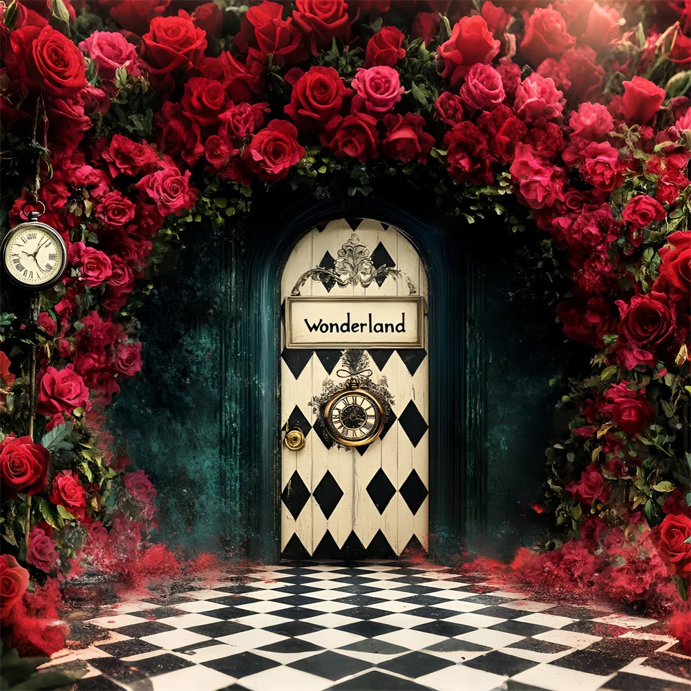 Easter Photography Backdrops Dark Wonderland Rose Door Backdrop UK CSH2-110