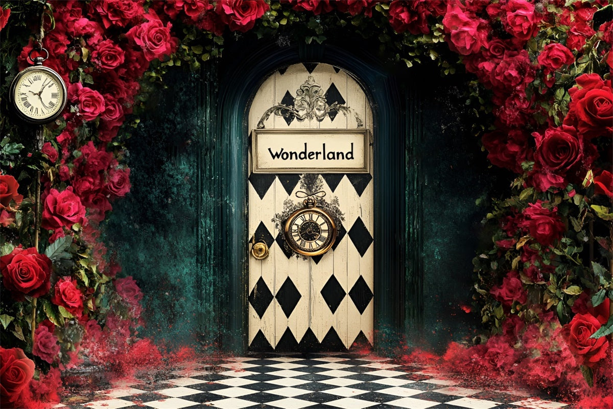 Easter Photography Backdrops Dark Wonderland Rose Door Backdrop UK CSH2-110