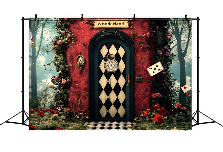 Easter Backdrop Mystical Checkered Door Wonderland Backdrop UK CSH2-111