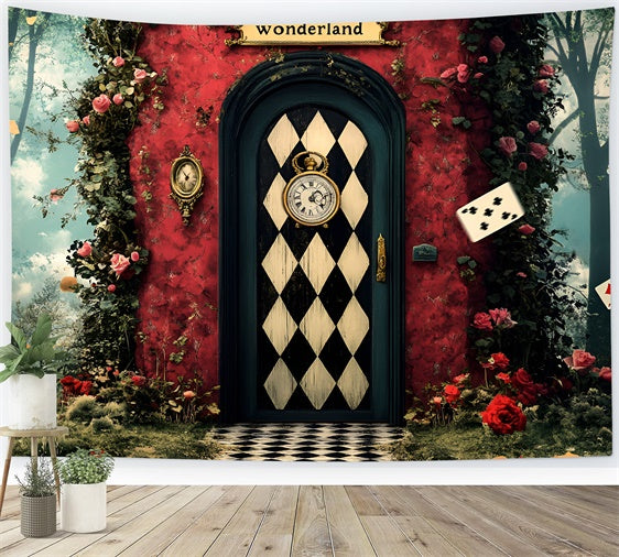 Easter Backdrop Mystical Checkered Door Wonderland Backdrop UK CSH2-111