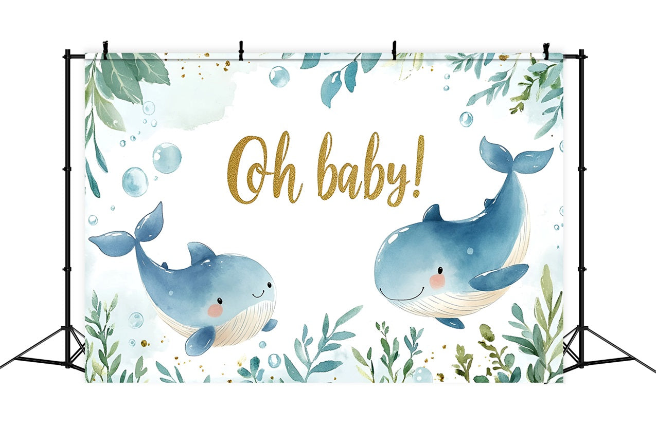 Whale Baby Shower backdrop Ocean Joyful Backdrop UK CSH2-119