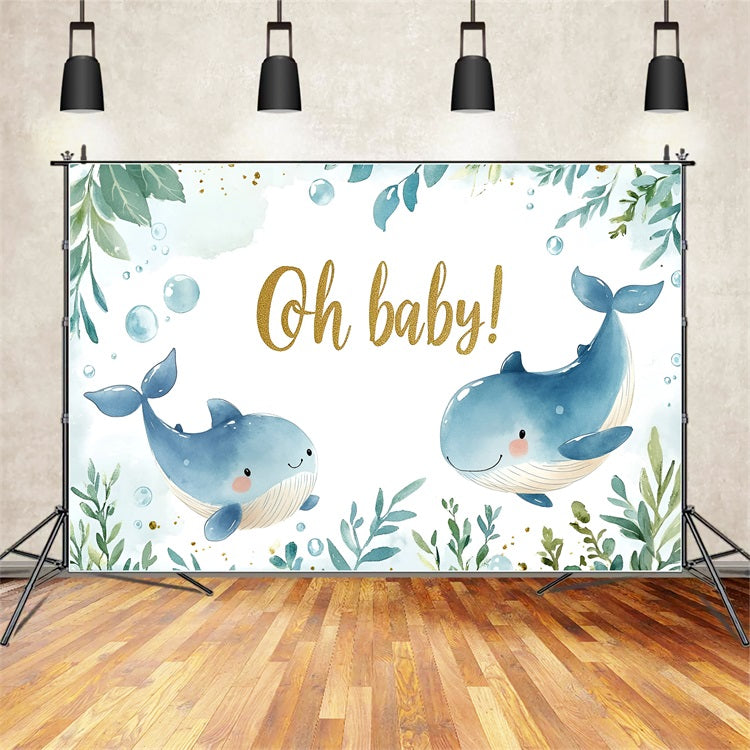 Whale Baby Shower backdrop Ocean Joyful Backdrop UK CSH2-119