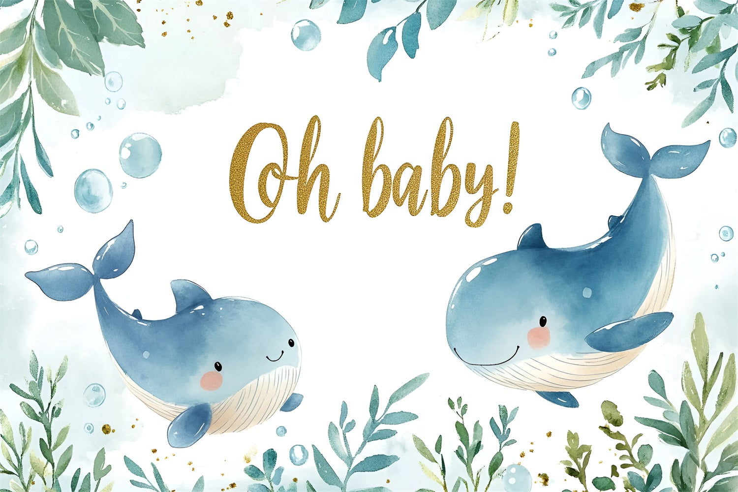 Whale Baby Shower backdrop Ocean Joyful Backdrop UK CSH2-119