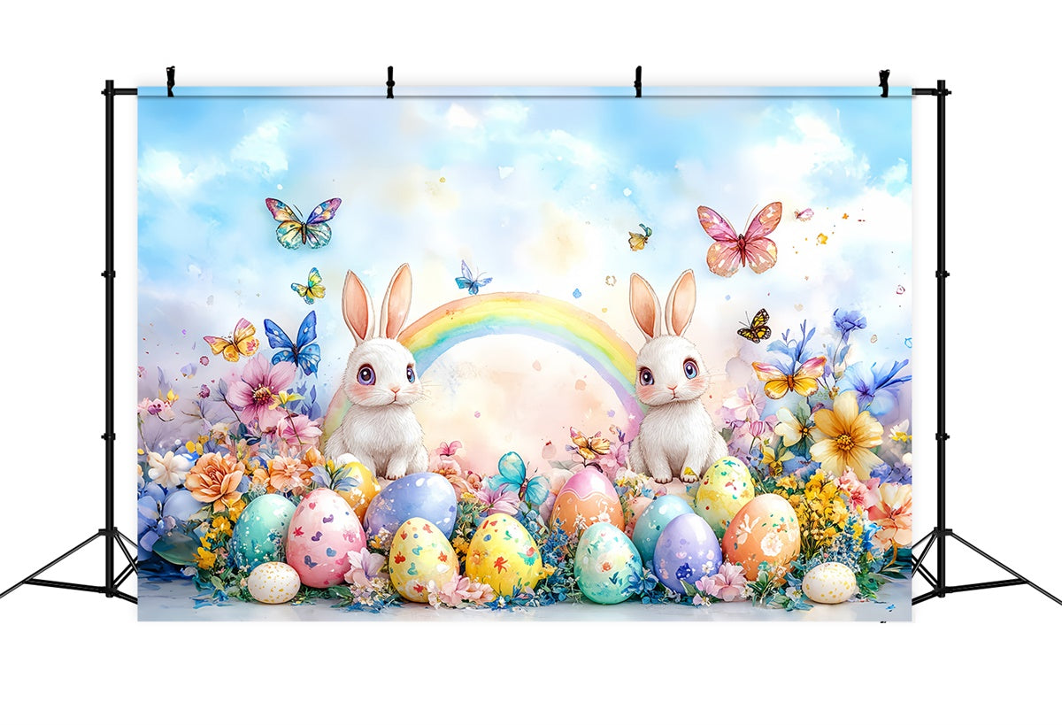 Photo Backdrops Easter Bunny Rainbow Colorful Eggs Backdrop UK CSH2-12