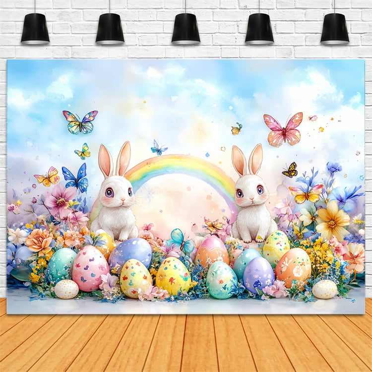 Photo Backdrops Easter Bunny Rainbow Colorful Eggs Backdrop UK CSH2-12