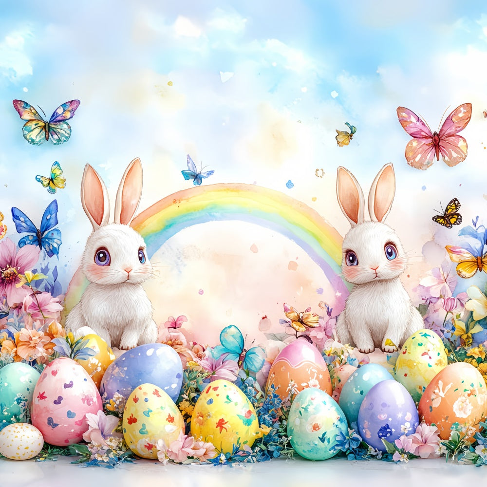 Photo Backdrops Easter Bunny Rainbow Colorful Eggs Backdrop UK CSH2-12