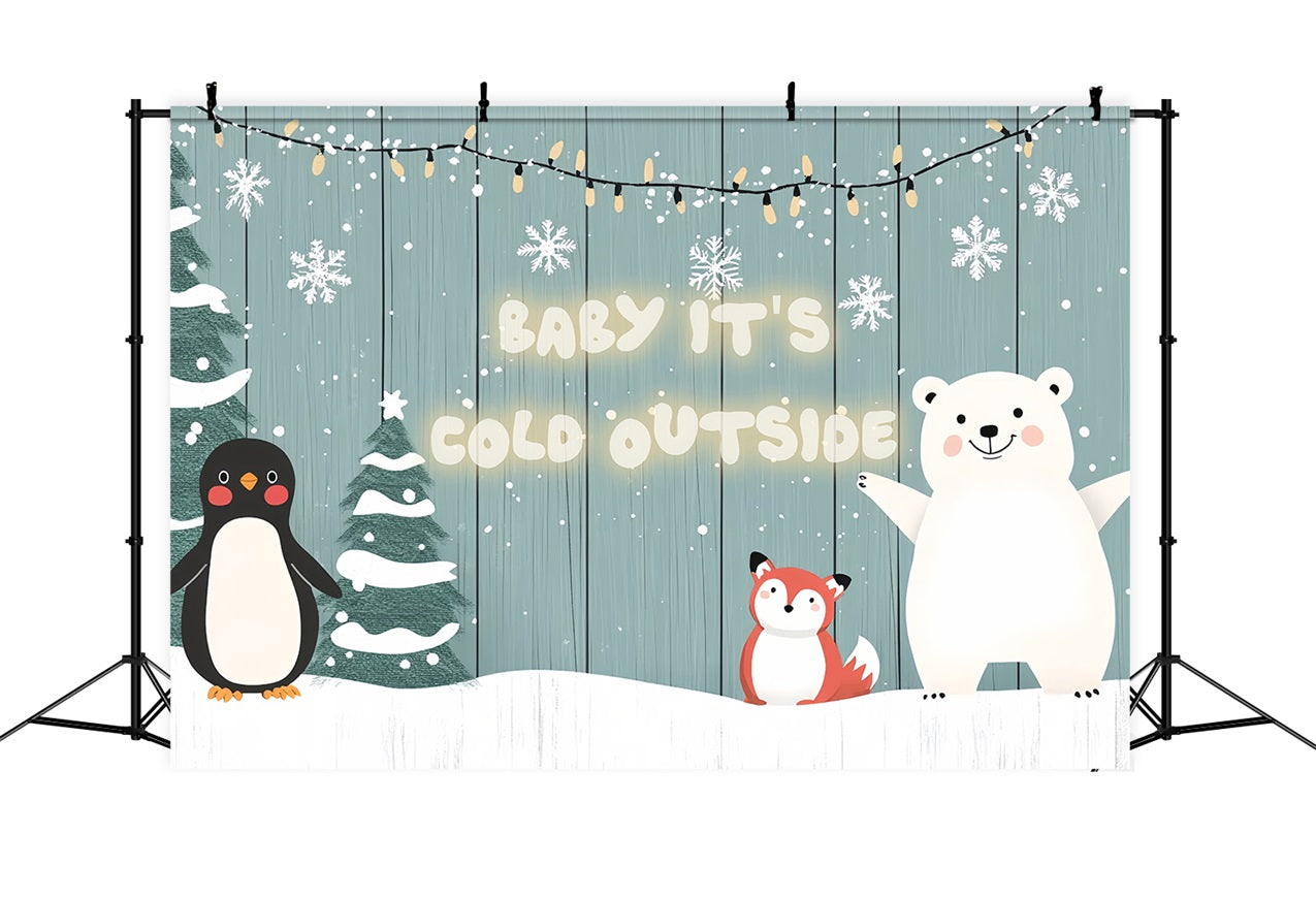 Baby Shower Backdrops Winter Animal Friends Backdrop UK CSH2-123