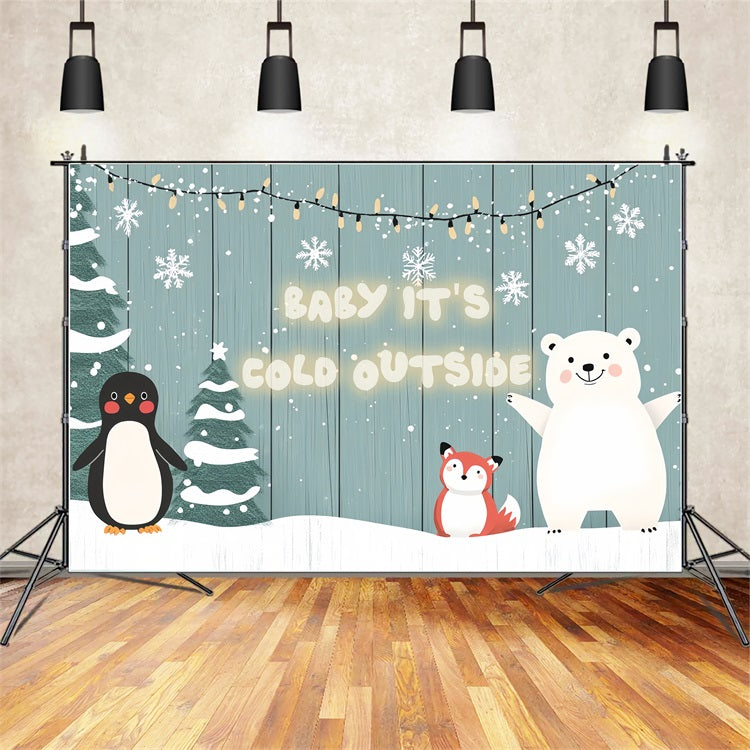 Baby Shower Backdrops Winter Animal Friends Backdrop UK CSH2-123