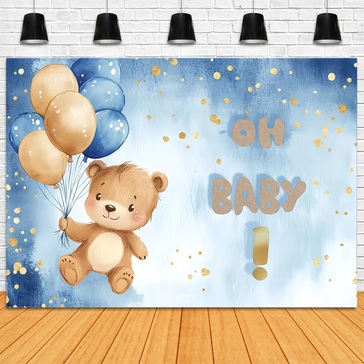 Baby Shower Bear backdrop Balloon Celebration Backdrop UK CSH2-125