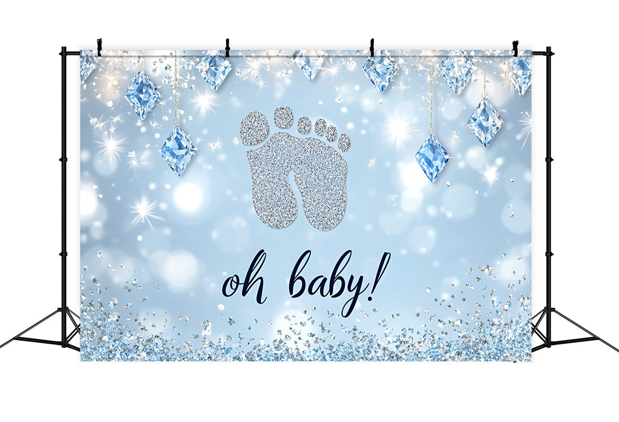 Baby Shower Photo Backdrop Glittering Footprint Celebration Backdrop UK CSH2-128