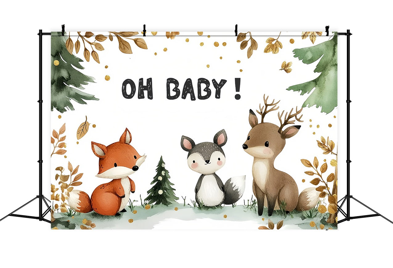 Baby Shower Backdrop Decoration Ideas Woodland Friends Backdrop UK CSH2-132