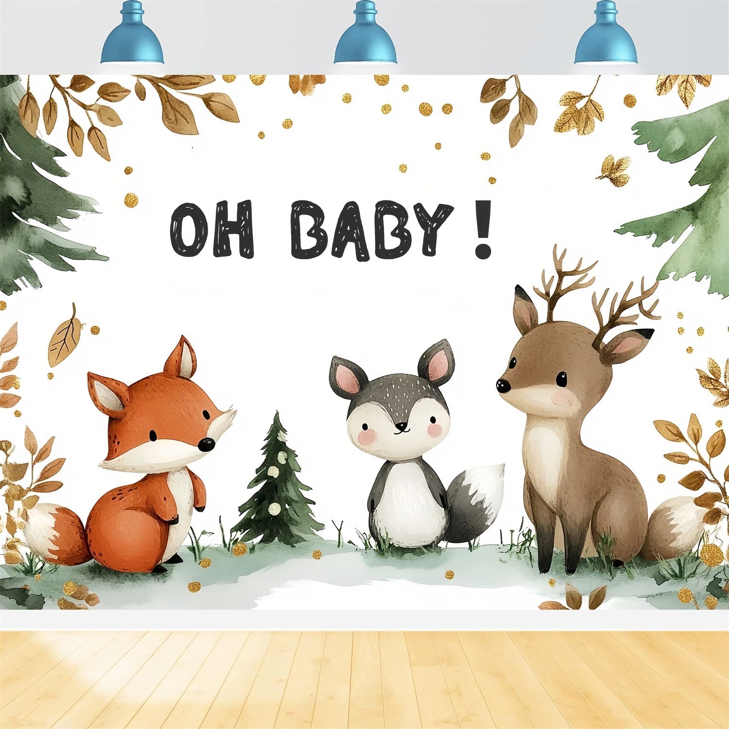 Baby Shower Backdrop Decoration Ideas Woodland Friends Backdrop UK CSH2-132