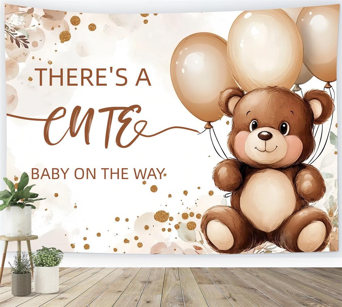 Teddy Bear Baby Shower Backdrop Balloons Celebration Backdrop UK CSH2-134