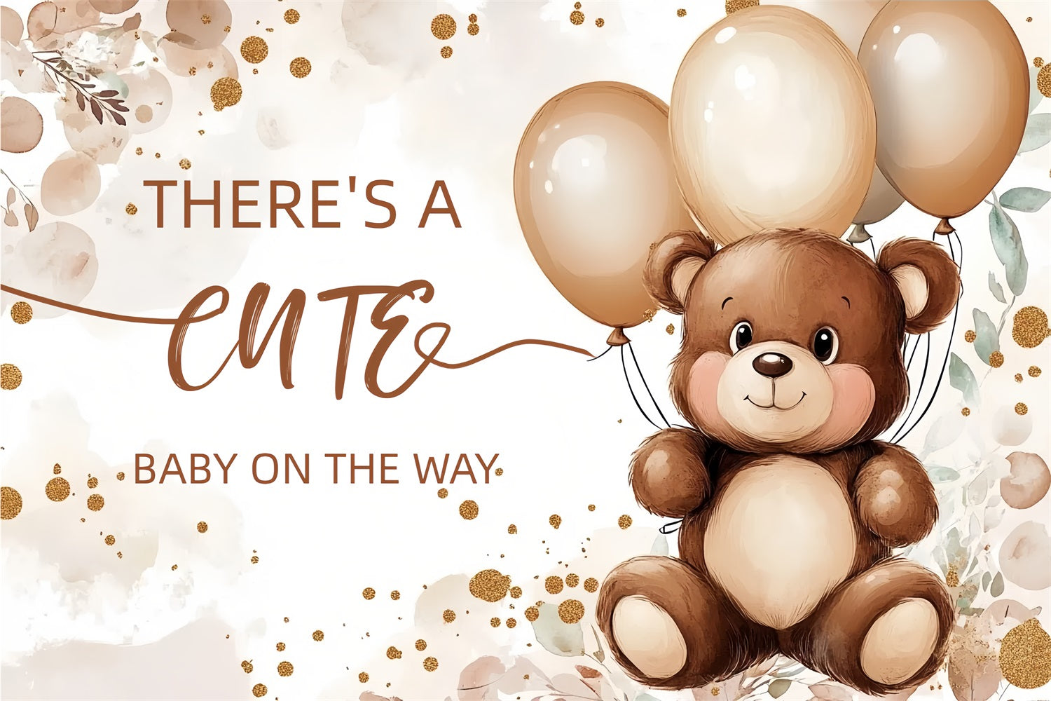 Teddy Bear Baby Shower Backdrop Balloons Celebration Backdrop UK CSH2-134