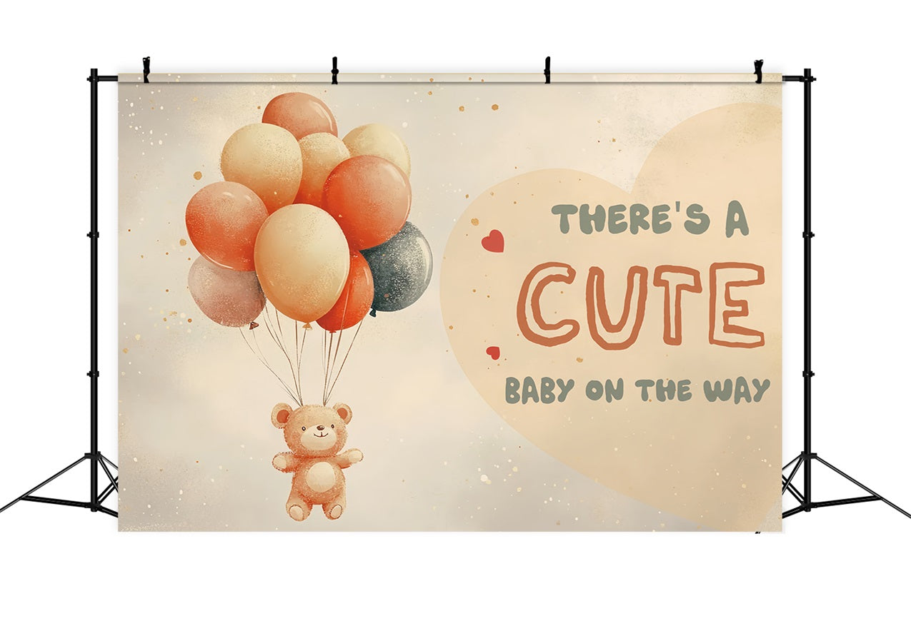 Baby Shower Backdrop With Balloons Bear Floating Backdrop UK CSH2-135