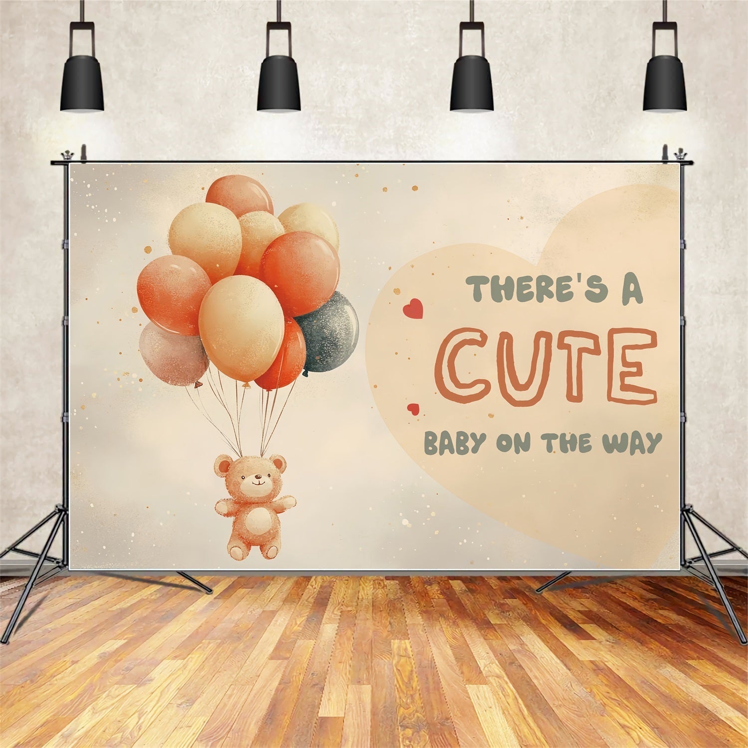 Baby Shower Backdrop With Balloons Bear Floating Backdrop UK CSH2-135