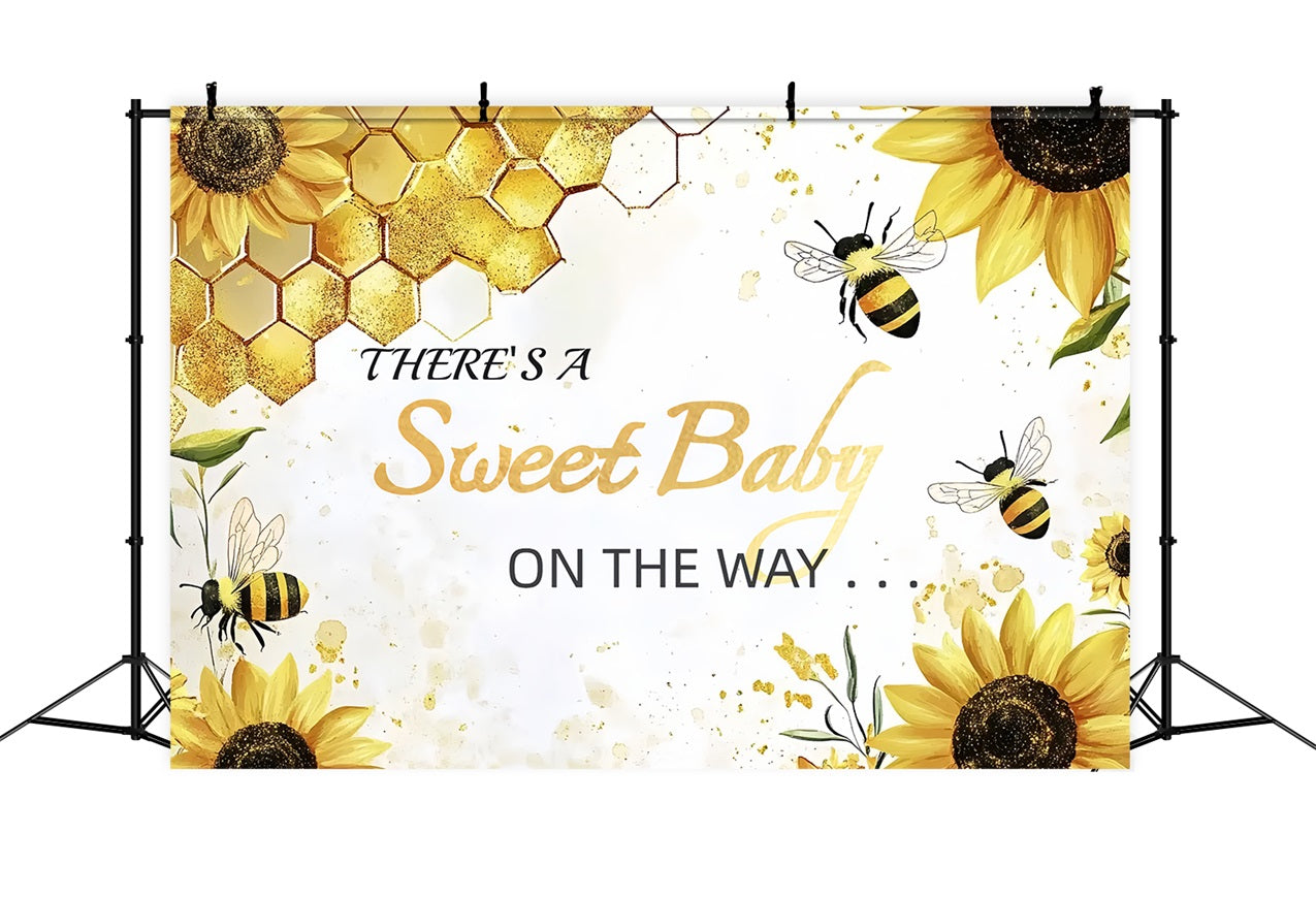 Photo Backdrop Baby Shower on the Way Sunflower Backdrop UK CSH2-139