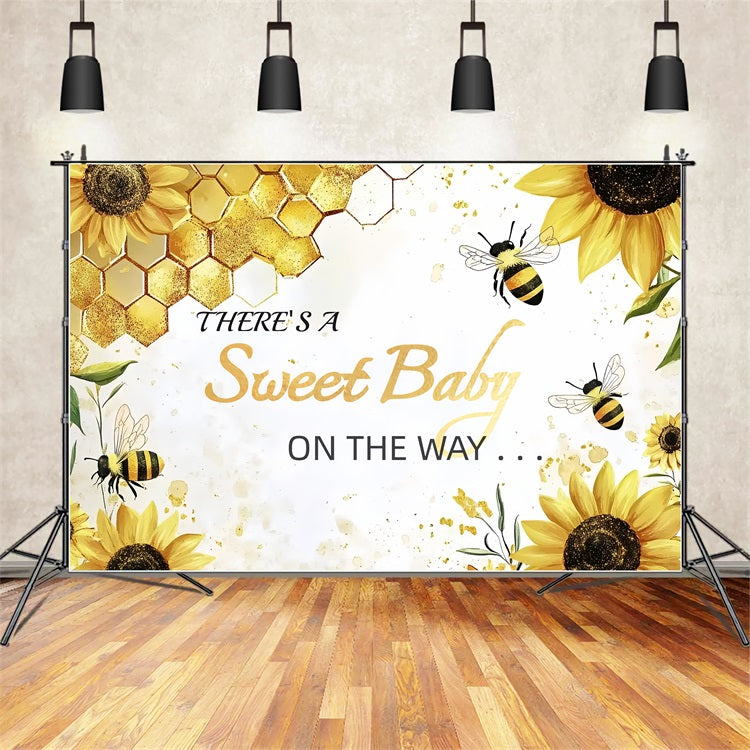 Photo Backdrop Baby Shower on the Way Sunflower Backdrop UK CSH2-139