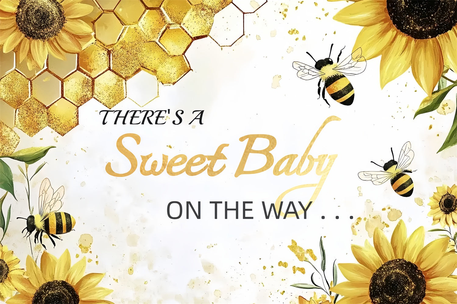 Photo Backdrop Baby Shower on the Way Sunflower Backdrop UK CSH2-139