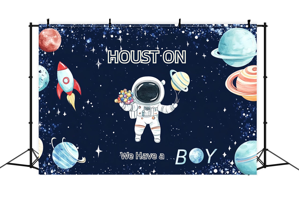 Boy Baby Shower Backdrop Space Adventure Announcement Backdrop UK CSH2-142