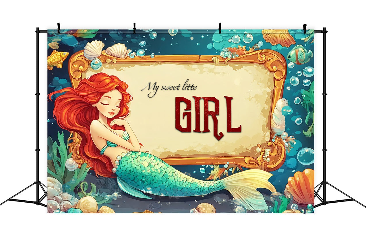 Baby Girl Shower Backdrop Underwater Fantasy Mermaid Backdrop UK CSH2-146