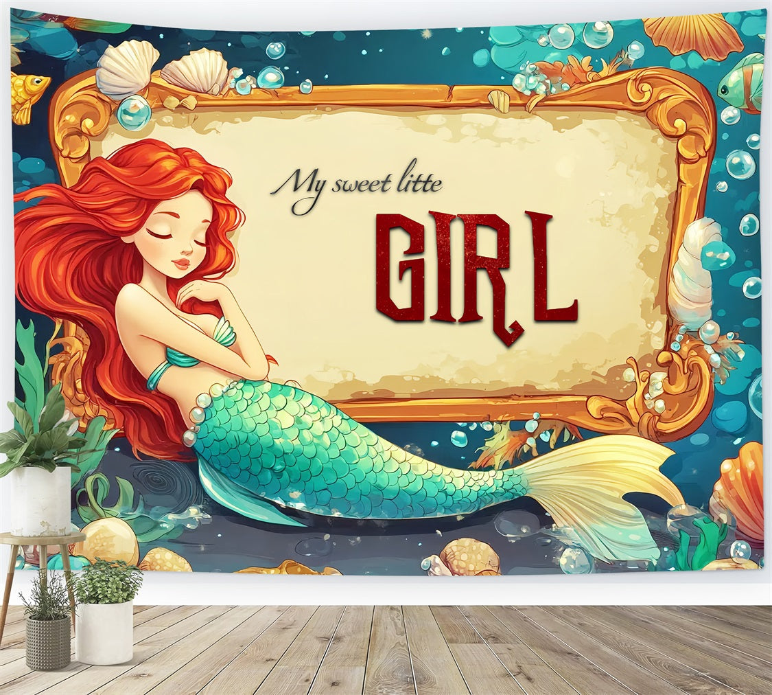 Baby Girl Shower Backdrop Underwater Fantasy Mermaid Backdrop UK CSH2-146