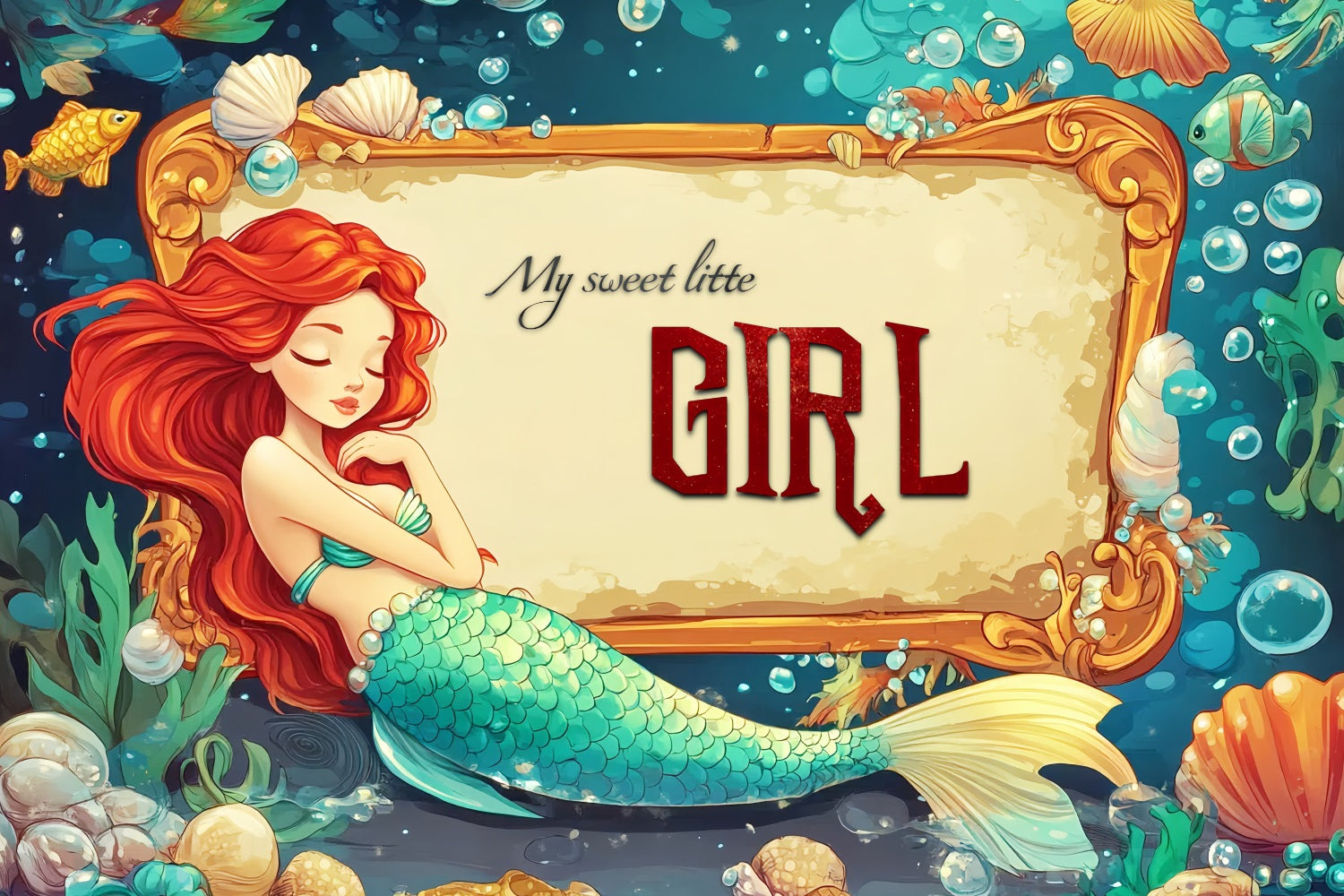 Baby Girl Shower Backdrop Underwater Fantasy Mermaid Backdrop UK CSH2-146