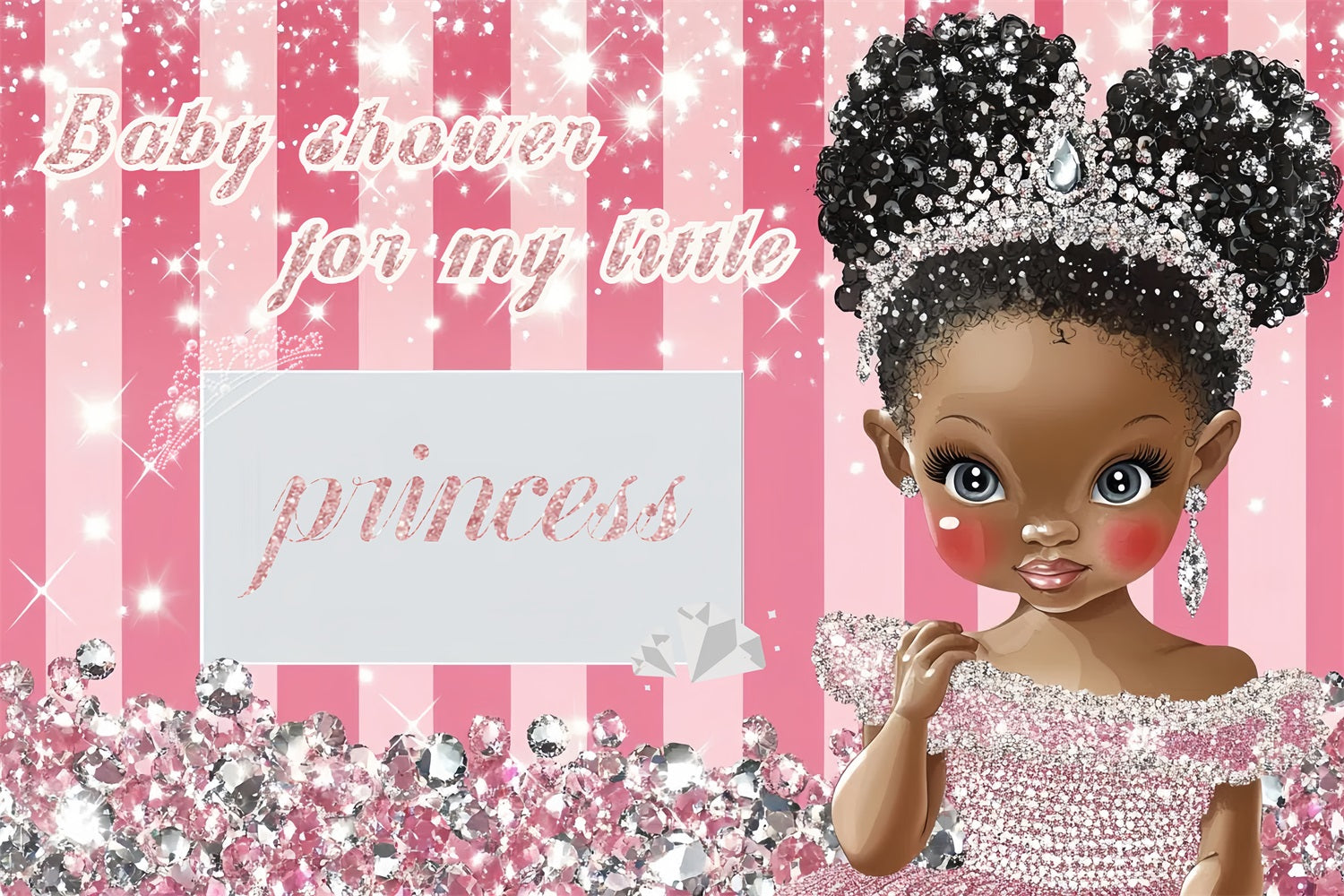 Princess Baby Shower Backdrop Sparkle Diamond Backdrop UK CSH2-147