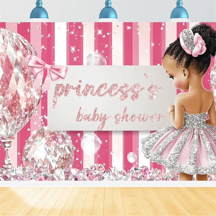 Baby Shower Girl Backdrop Glittering Diamond Princess Backdrop UK CSH2-148