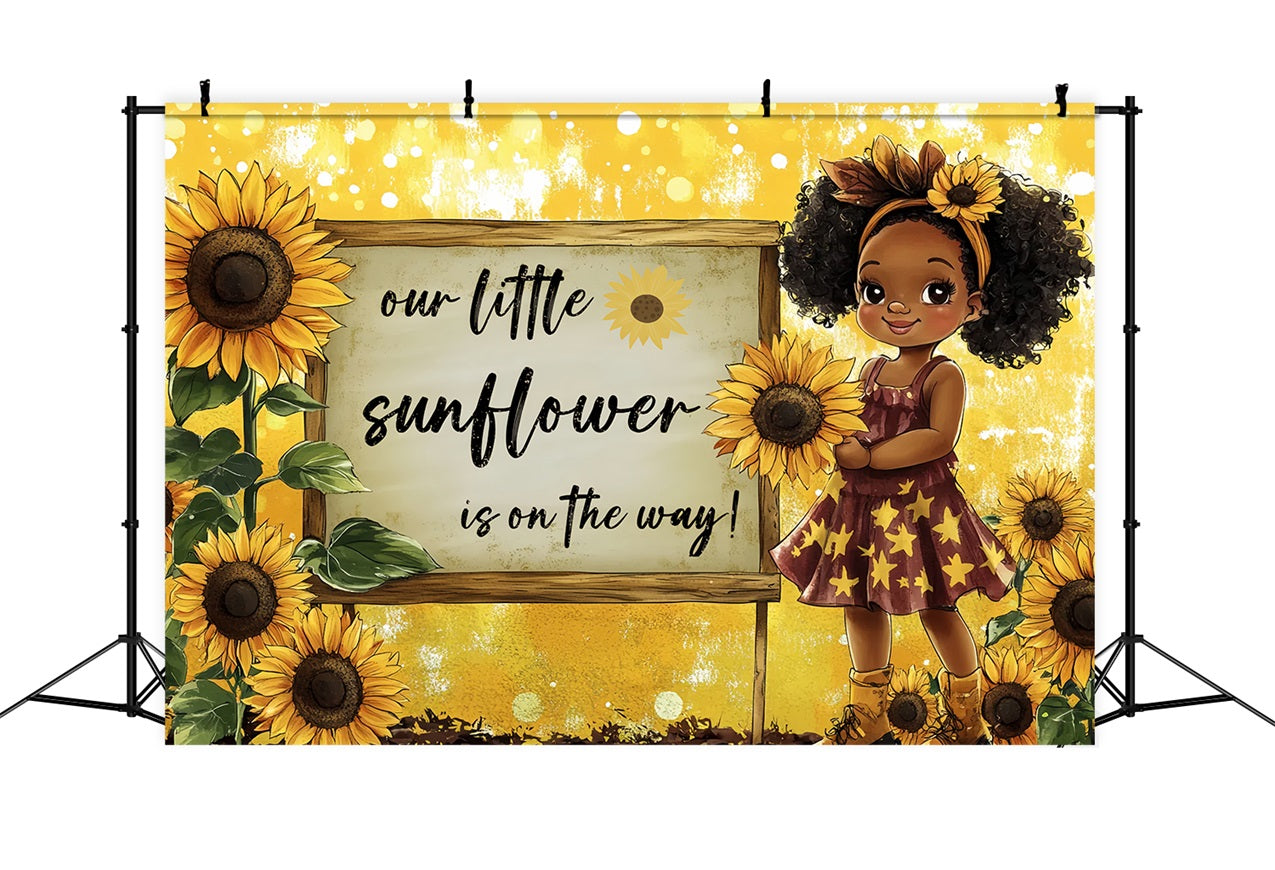 Backdrop For Girl Baby Shower Golden Sunflower Bloom Backdrop UK CSH2-149