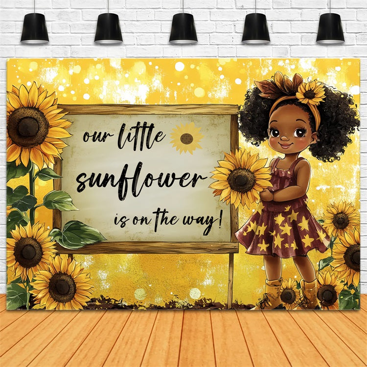 Backdrop For Girl Baby Shower Golden Sunflower Bloom Backdrop UK CSH2-149