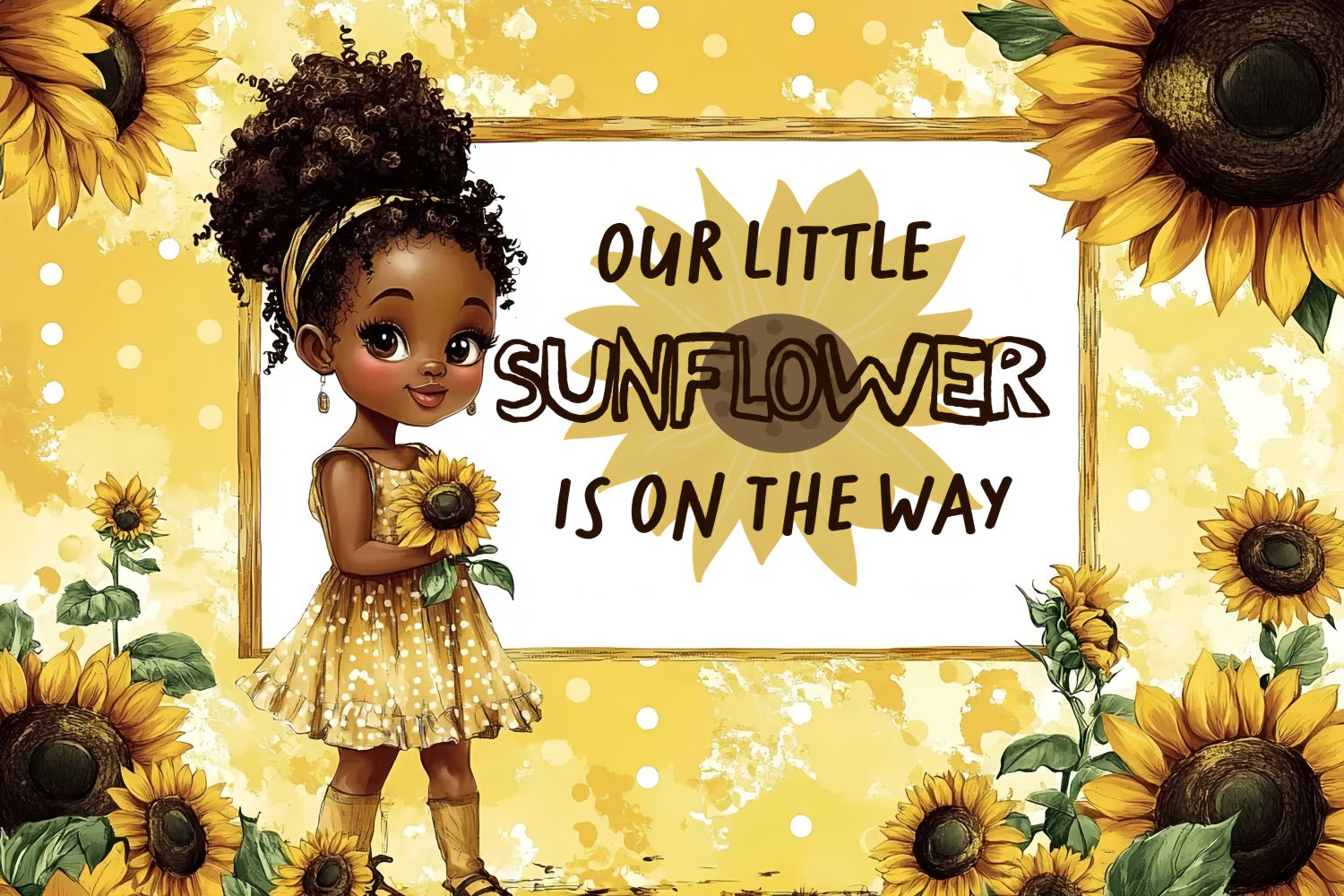 Sunflower Backdrop For Baby Shower Announcement Backdrop UK CSH2-150