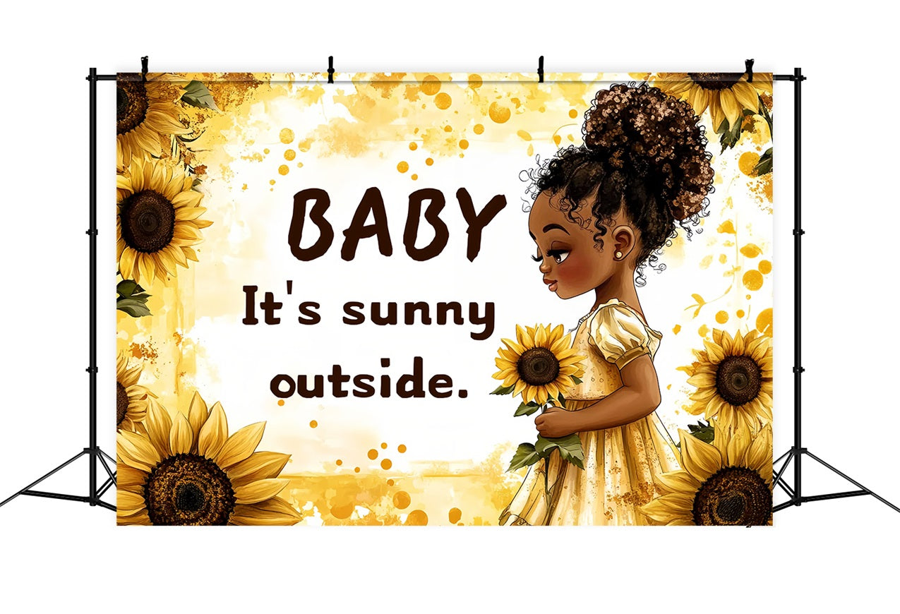 Backdrop Baby Shower Girl Golden Sunflower Celebration Backdrop UK CSH2-151