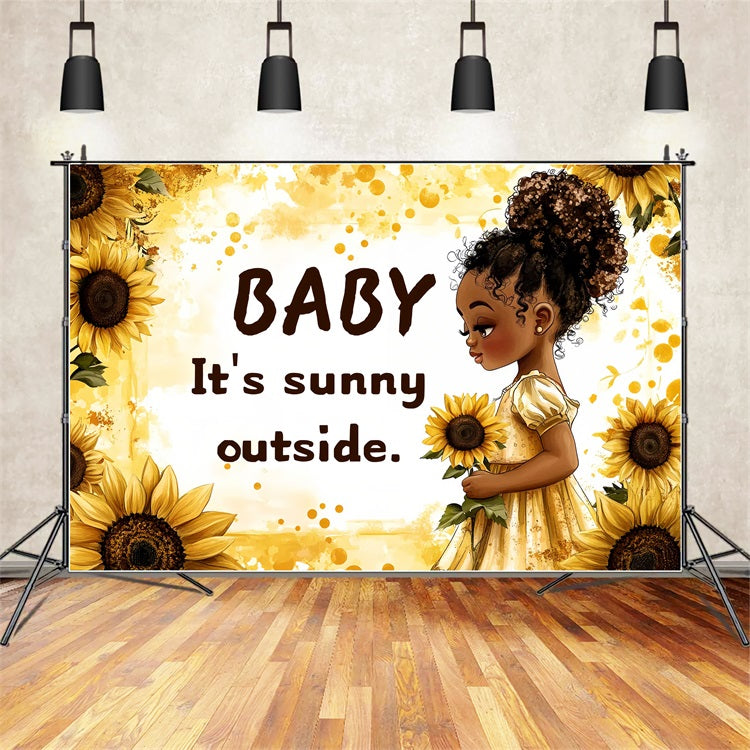 Backdrop Baby Shower Girl Golden Sunflower Celebration Backdrop UK CSH2-151