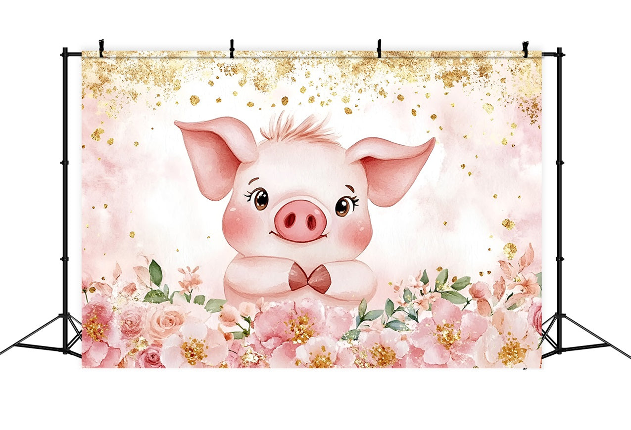 Backdrop Ideas For Baby Shower Pink Piglet Floral Backdrop UK CSH2-153