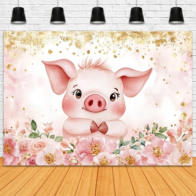 Backdrop Ideas For Baby Shower Pink Piglet Floral Backdrop UK CSH2-153