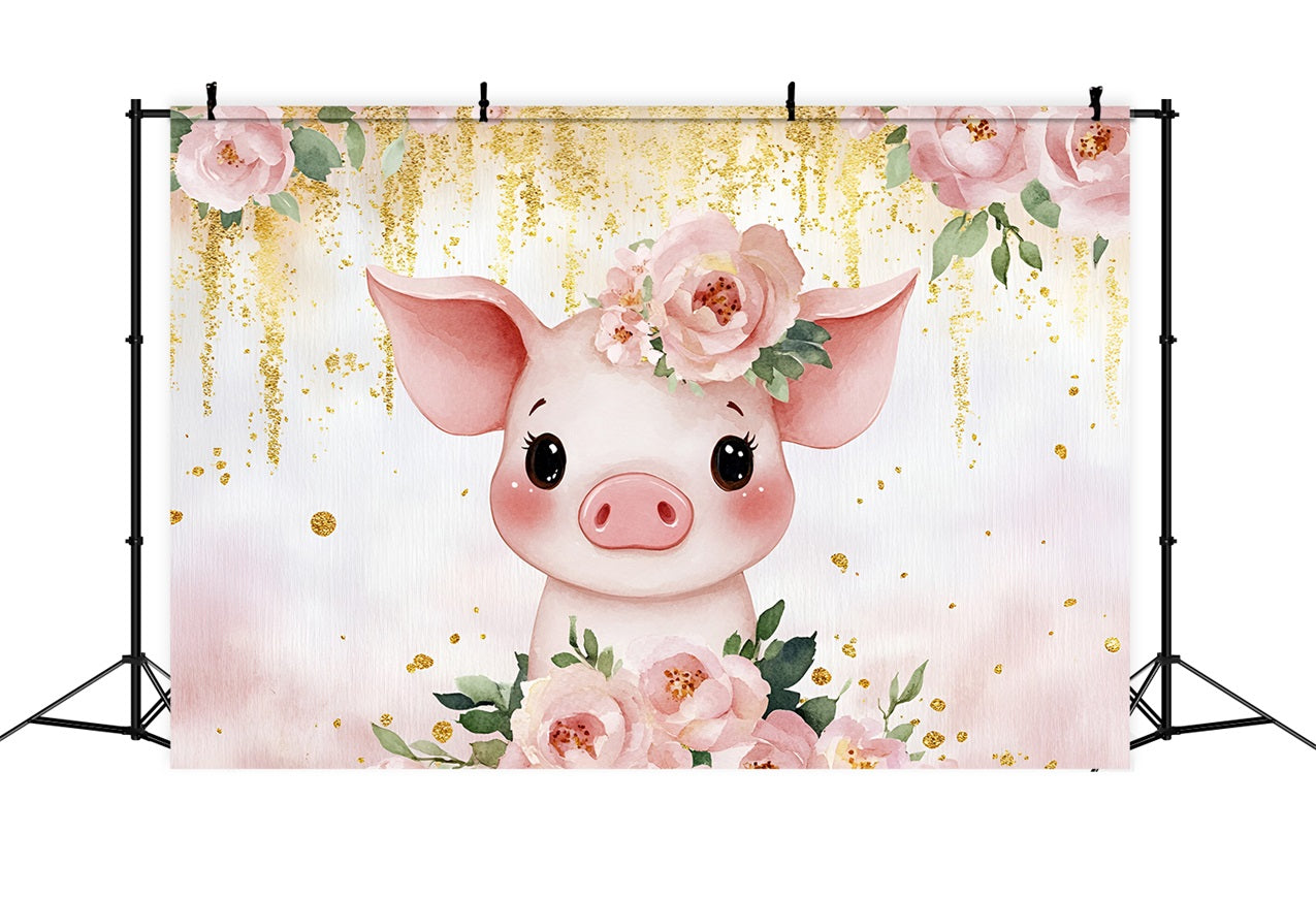 Baby Shower Picture Backdrop Pig Flowered Headpiece Backdrop UK CSH2-154