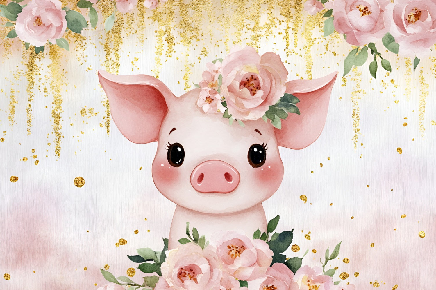 Baby Shower Picture Backdrop Pig Flowered Headpiece Backdrop UK CSH2-154