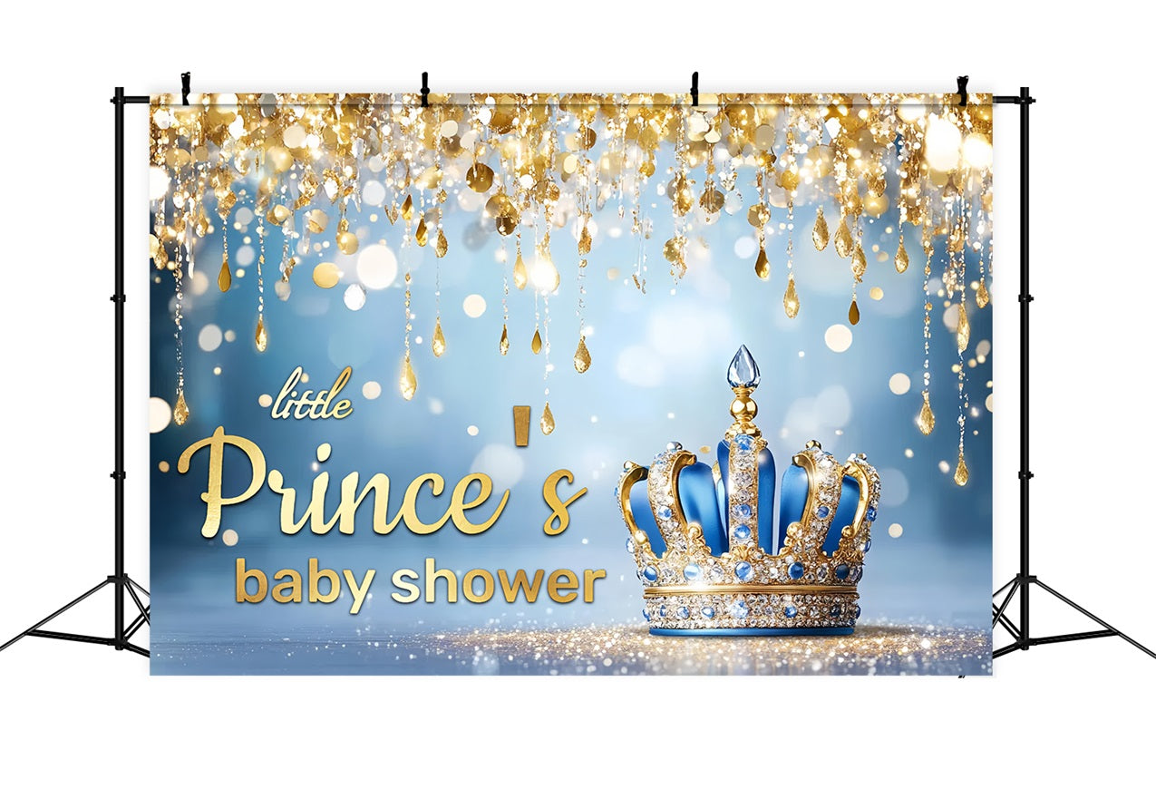 Baby Shower Backdrop Boy Prince Crown Sparkles Backdrop UK CSH2-156