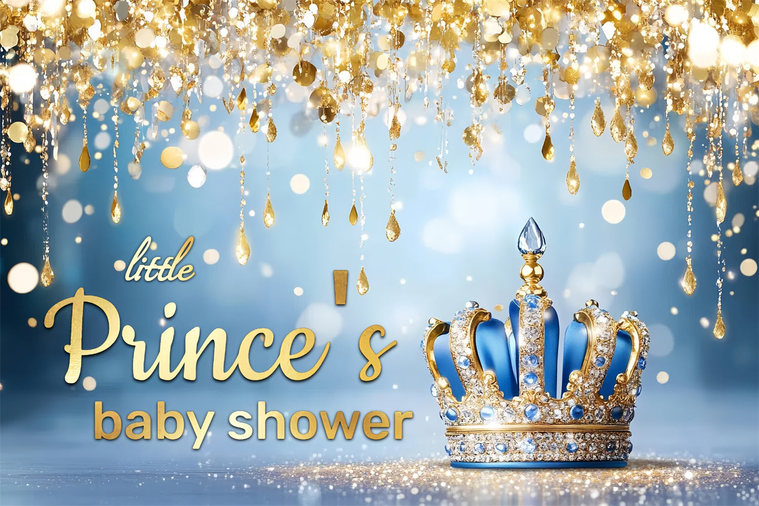 Baby Shower Backdrop Boy Prince Crown Sparkles Backdrop UK CSH2-156