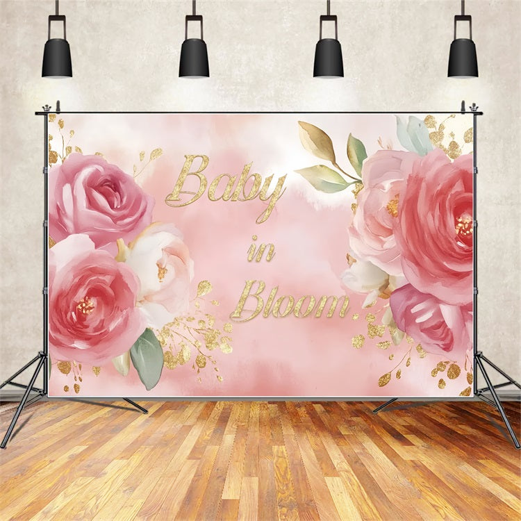 Baby Shower Flower Backdrop Ideas Gold Glitter Backdrop UK CSH2-163