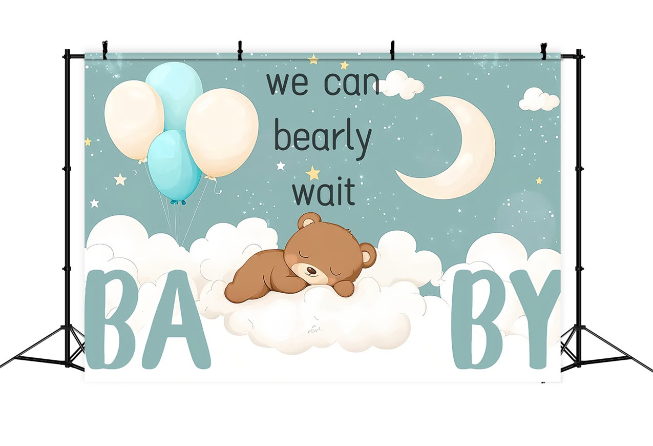 Cloud Backdrop Baby Shower Bear Balloon Backdrop UK CSH2-165