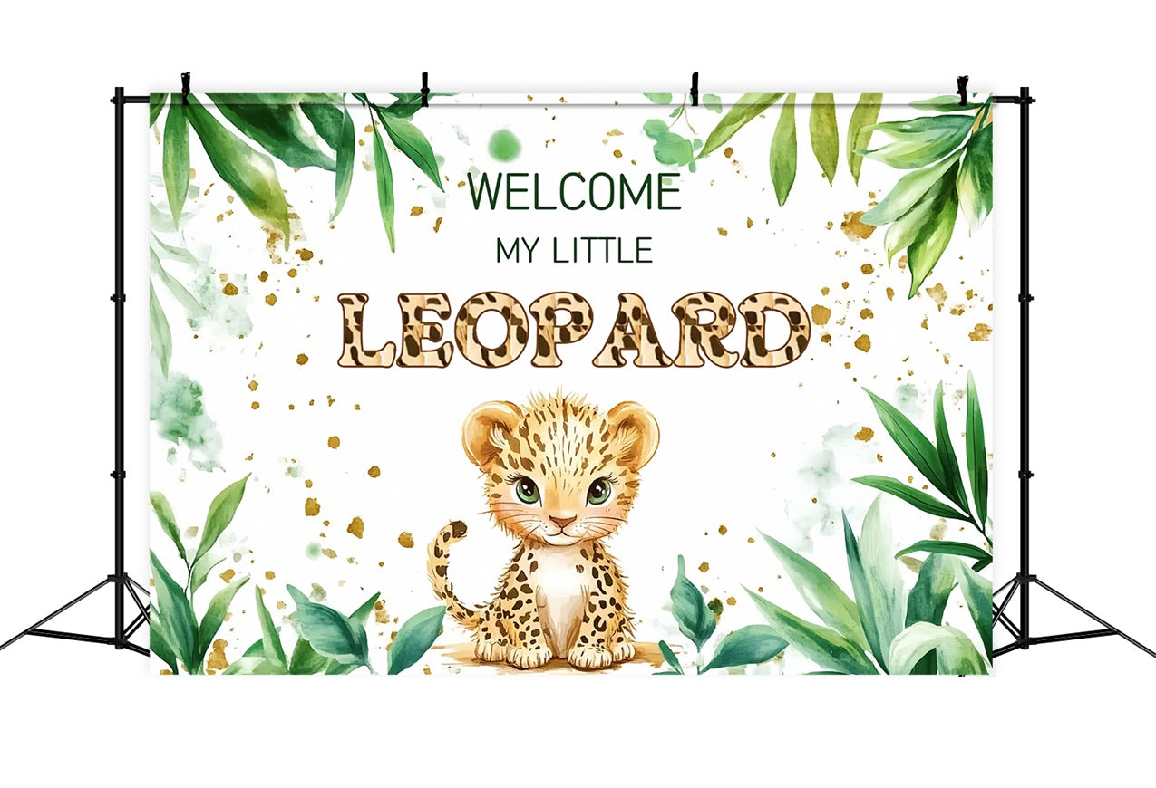 Safari Baby Shower Backdrop Ideas Leopard Greenery Backdrop UK CSH2-168