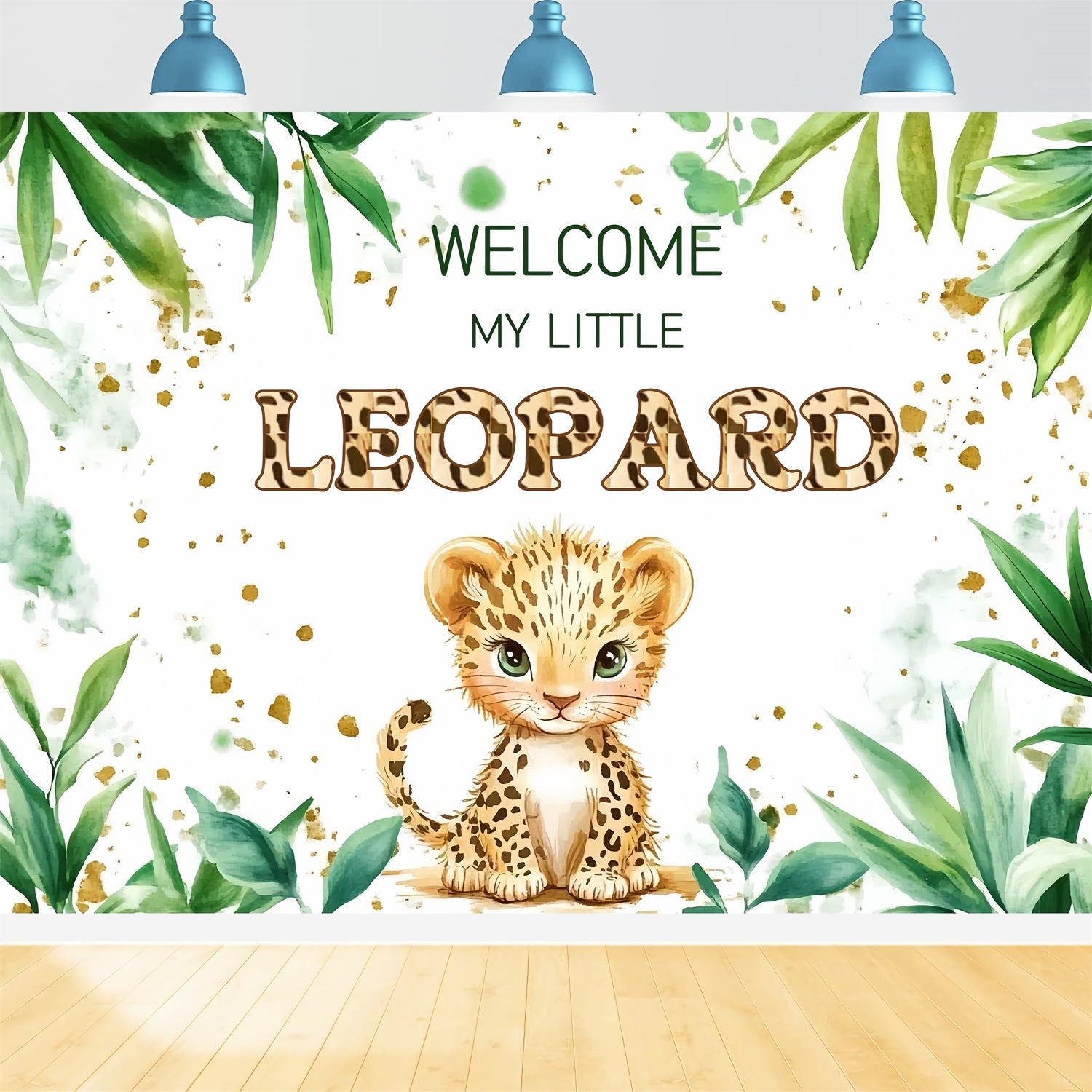 Safari Baby Shower Backdrop Ideas Leopard Greenery Backdrop UK CSH2-168